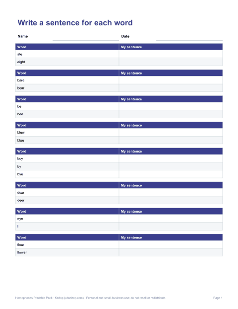 Preview of the first page of Sentence practice (PDF/DOCX)